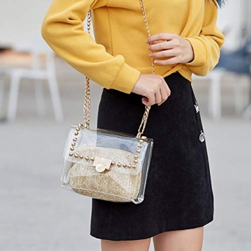 YYW Clear Purse Stadium Approved 2-in-1 Design Detachable Chain