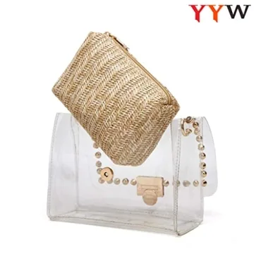 YYW Clear Purse Stadium Approved 2-in-1 Design Detachable Chain