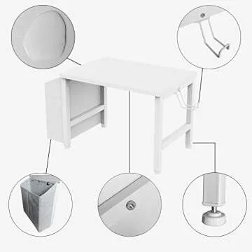 VEDECASA White Wooden Under Desk Printer Stand Holder with Storage Bin Headphone Hook for Home Office, Multi Purpose Organizer Modern Desktop Printer Shelf with Adjustable Anti-Skid Pads (White)