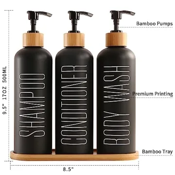 Prus Waso Shampoo and Conditioner Dispenser Set for Bathrooms