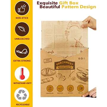 Katbite 100 Pcs Sandwich Wrapping Paper, Deli Paper Sheets 12x12 inch Food Basket Liners, Grease Proof & Non-stick Baking Parchment Paper is Perfect for Home, Picnic, Wrap, Burger and Burrito