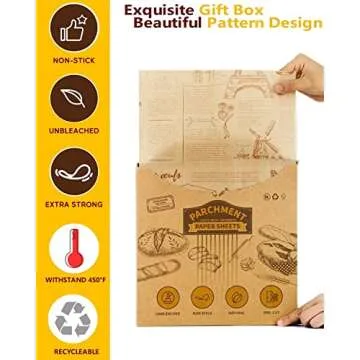 Katbite 100 Pcs Sandwich Wrapping Paper, Deli Paper Sheets 12x12 inch Food Basket Liners, Grease Proof & Non-stick Baking Parchment Paper is Perfect for Home, Picnic, Wrap, Burger and Burrito