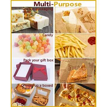 Katbite 100 Pcs Sandwich Wrapping Paper, Deli Paper Sheets 12x12 inch Food Basket Liners, Grease Proof & Non-stick Baking Parchment Paper is Perfect for Home, Picnic, Wrap, Burger and Burrito