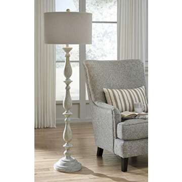 Signature Design by Ashley L235341 Vintage Casual Bernadate Poly Floor Lamp with Drum Shade, Taupe