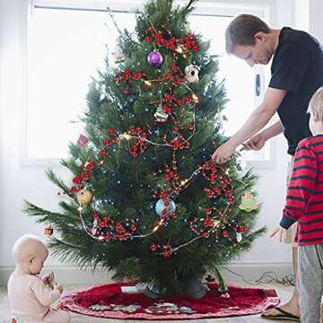 OVV 13FT Christmas White Pearl String Lights 40LED Lighted Berry Beaded Garland Festive Indoor Xmas Decoration Warm Lights for Bedroom Mantel Wedding Party Decor Battery Operated (White)