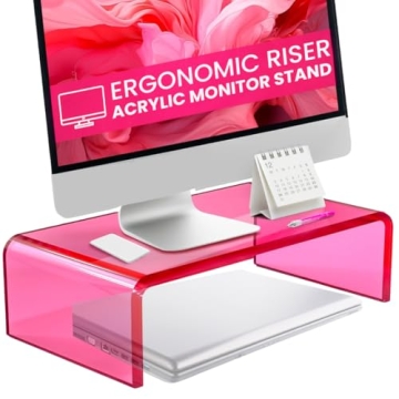 NovaMode Acrylic Monitor Stand – Ergonomic Desktop Organizer for Better Posture, Stylish Computer ...