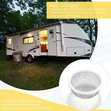 2 Pieces Flying Insect Screen RV Furnace Vent Cover RV Water Heater Vent Cover 2.8 Inches Stainless Steel Mesh with Installation Tool and Silicone Rubber for RV Refrigerator Vents RV Water Heater