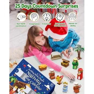 Advent Calendar 2024 Kids, 25 Days of Nativity Advent Calendar Building Blocks Toy for 6 7 8-12 Year Old Boys, Girls, Christmas Stocking Stuffers Surprise Gifts Party Favors STEM Toy Building Bricks