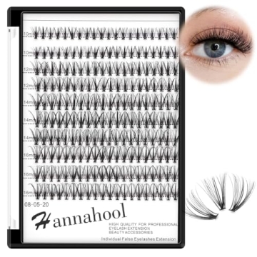 Hannahool 200Pcs 20Roots Individual False Lashes Mixed 8-10-12-14mm/9-11-13-15mm/10-12-14-16mm/16-18...