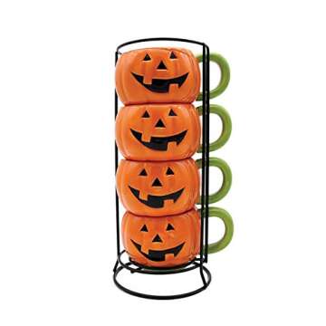 Jack-o-Lantern Stacking 4-Pack Mug Set Standard