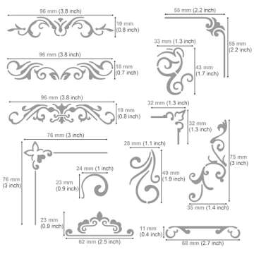Aleks Melnyk No.3 Metal Journal Stencil, Wood Burning, Flowers and Vines, Ornament, Vintage, Finds Small Stencil Patterns, Pyrography, Engraving, Template for Painting on Wood, Bullet Journaling