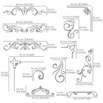 Aleks Melnyk No.3 Metal Journal Stencil, Wood Burning, Flowers and Vines, Ornament, Vintage, Finds Small Stencil Patterns, Pyrography, Engraving, Template for Painting on Wood, Bullet Journaling