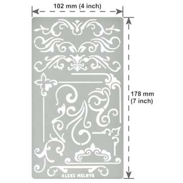 Aleks Melnyk No.3 Metal Journal Stencil, Wood Burning, Flowers and Vines, Ornament, Vintage, Finds Small Stencil Patterns, Pyrography, Engraving, Template for Painting on Wood, Bullet Journaling