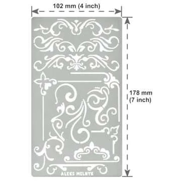 Aleks Melnyk No.3 Metal Journal Stencil, Wood Burning, Flowers and Vines, Ornament, Vintage, Finds Small Stencil Patterns, Pyrography, Engraving, Template for Painting on Wood, Bullet Journaling