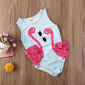 Flamingo Print Swimwear for Baby Girls - Tankini Beach Suit