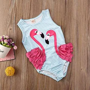 Flamingo Print Swimwear for Baby Girls - Tankini Beach Suit