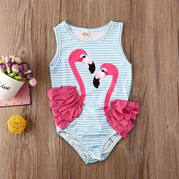 Flamingo Print Swimwear for Baby Girls - Tankini Beach Suit