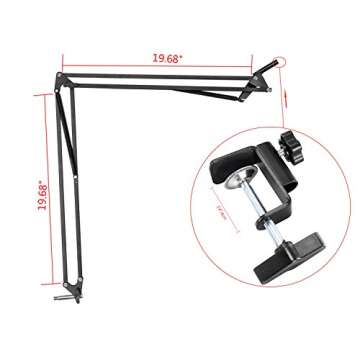 Neewer® NB-39 Adjustable 43.3"/110cm Studio Recording Microphone Suspension Boom Scissor Arm Stand with Microphone Clip & Table Mounting Clamp