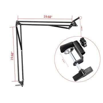 Neewer® NB-39 Adjustable 43.3"/110cm Studio Recording Microphone Suspension Boom Scissor Arm Stand with Microphone Clip & Table Mounting Clamp