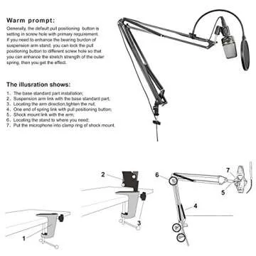 Neewer® NB-39 Adjustable 43.3"/110cm Studio Recording Microphone Suspension Boom Scissor Arm Stand with Microphone Clip & Table Mounting Clamp