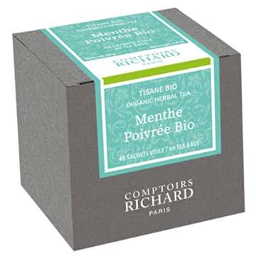 Comptoirs Richard Organic Peppermint Herbal Tea - 40 Sachets for Refreshing Moments
