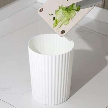 JiatuA Small Trash Can Plastic Wastebasket Round Garbage Container Bin for Bathroom, Kitchen, Bedroom, Home Office, College Dorm, White 2 Pack