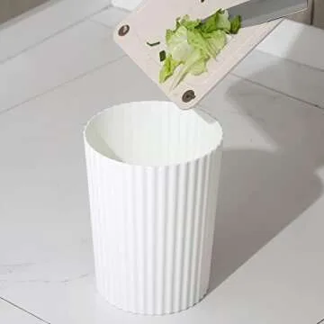 JiatuA Small Trash Can Plastic Wastebasket Round Garbage Container Bin for Bathroom, Kitchen, Bedroom, Home Office, College Dorm, White 2 Pack