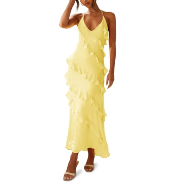 Wenrine Women's Sexy Chiffon Halter Maxi Dress - Elegant and Versatile