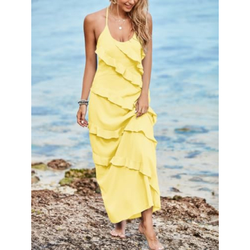 Wenrine Women's Sexy Chiffon Halter Maxi Dress for Every Occasion