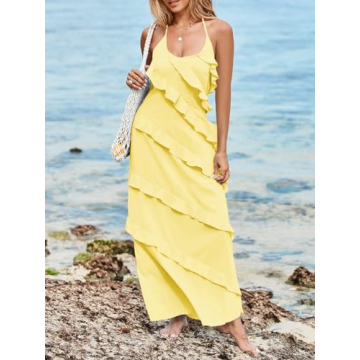 Wenrine Women's Sexy Chiffon Halter Maxi Dress for Every Occasion