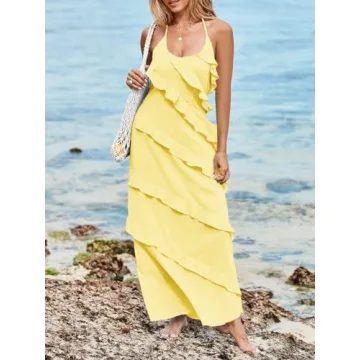 Wenrine Women's Sexy Chiffon Halter Maxi Dress for Every Occasion