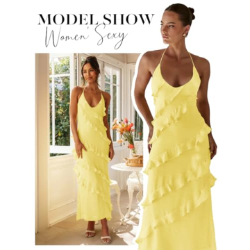 Wenrine Women's Sexy Chiffon Halter Maxi Dress for Every Occasion