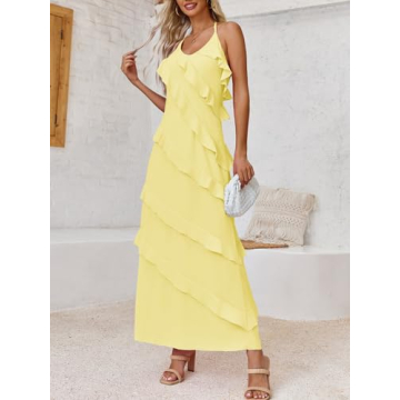 Wenrine Women's Sexy Chiffon Halter Maxi Dress for Every Occasion