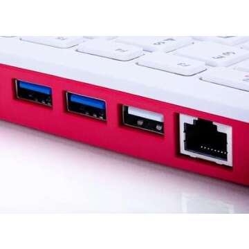 Raspberry Pi 400 All-in-One Quad-Core 64 Bit 4GB Ram Dual Band WiFi Bluetooth 5.0 BLE Dual 4K Output Complete Personal Computer Kit Built Into A Compact Keyboard – You just Need to add a Monitor!