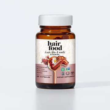 Hair Food Hair, Skin, and Nails Vitamins, Hair Growth Vitamins, Gluten Free and Vegan, with Probioti...