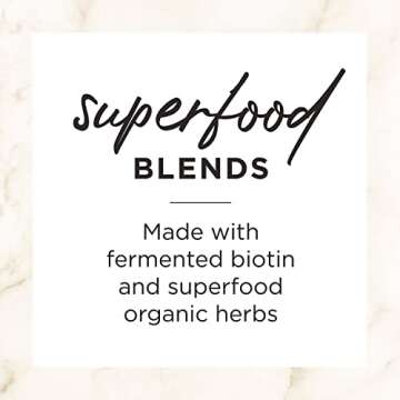 Hair Food Hair, Skin, and Nails Vitamins, Hair Growth Vitamins, Gluten Free and Vegan, with Probiotic Biotin for Keratin Production, 30 Capsules (1 Month Supply)