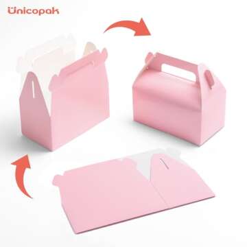 UnicoPak Pink Gable Treat Boxes for Party Favors