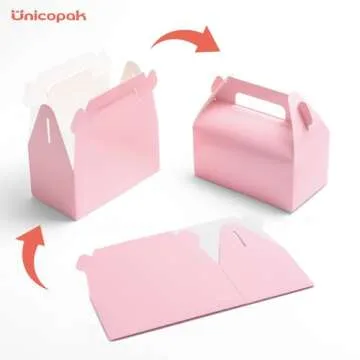 UnicoPak Pink Gable Treat Boxes for Party Favors