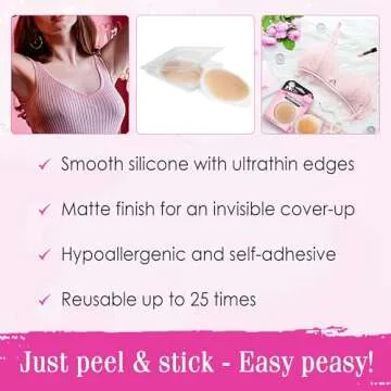 Hollywood Fashion Secrets Silicone Nipple Coverups - Hypoallergenic and Reusable