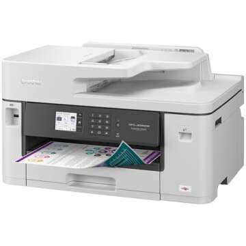 Brother MFC-J5340DW Business Color Inkjet All-in-One Printer with Printing up to 11”x17 (Ledger) Size Capabilities, White