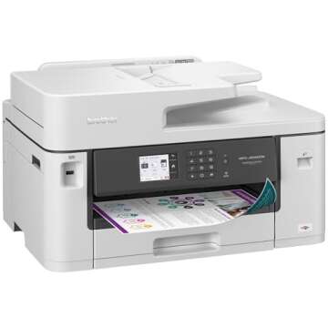 Brother MFC-J5340DW Business Color Inkjet All-in-One Printer with Printing up to 11”x17 (Ledger) Size Capabilities, White