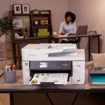 Brother MFC-J5340DW Business Color Inkjet All-in-One Printer with Printing up to 11”x17 (Ledger) Size Capabilities, White