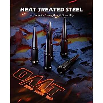 14x1.5 Black Lug Nuts Set - Compatible with Chevy Ford GMC