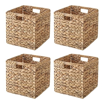 VK·LIVING Water Hyacinth Foldable Storage Baskets 4 Pack