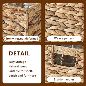 VK·LIVING Water Hyacinth Foldable Storage Baskets 4 Pack