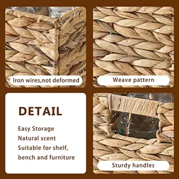 VK·LIVING Water Hyacinth Foldable Storage Baskets 4 Pack