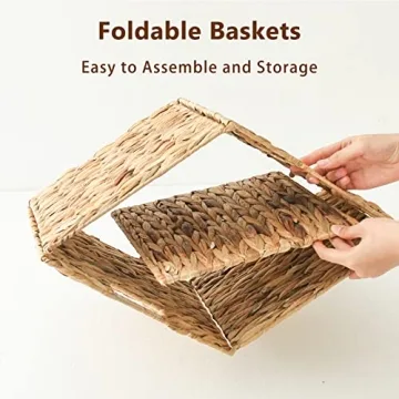VK·LIVING Water Hyacinth Foldable Storage Baskets 4 Pack