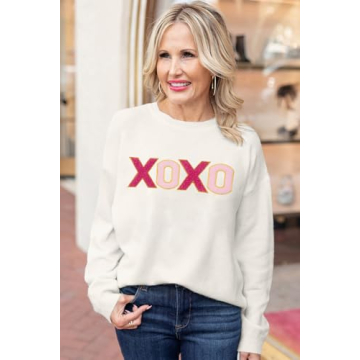 LEMAFER Women's Xoxo Sweater for Valentine's Day