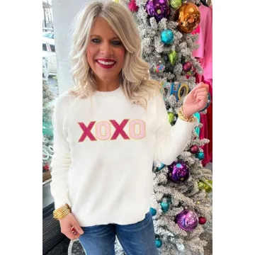 LEMAFER Women's Xoxo Sweater for Valentine's Day