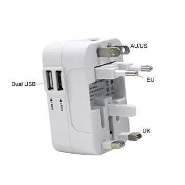 Universal Travel Adapter with Dual USB Ports for Global Use